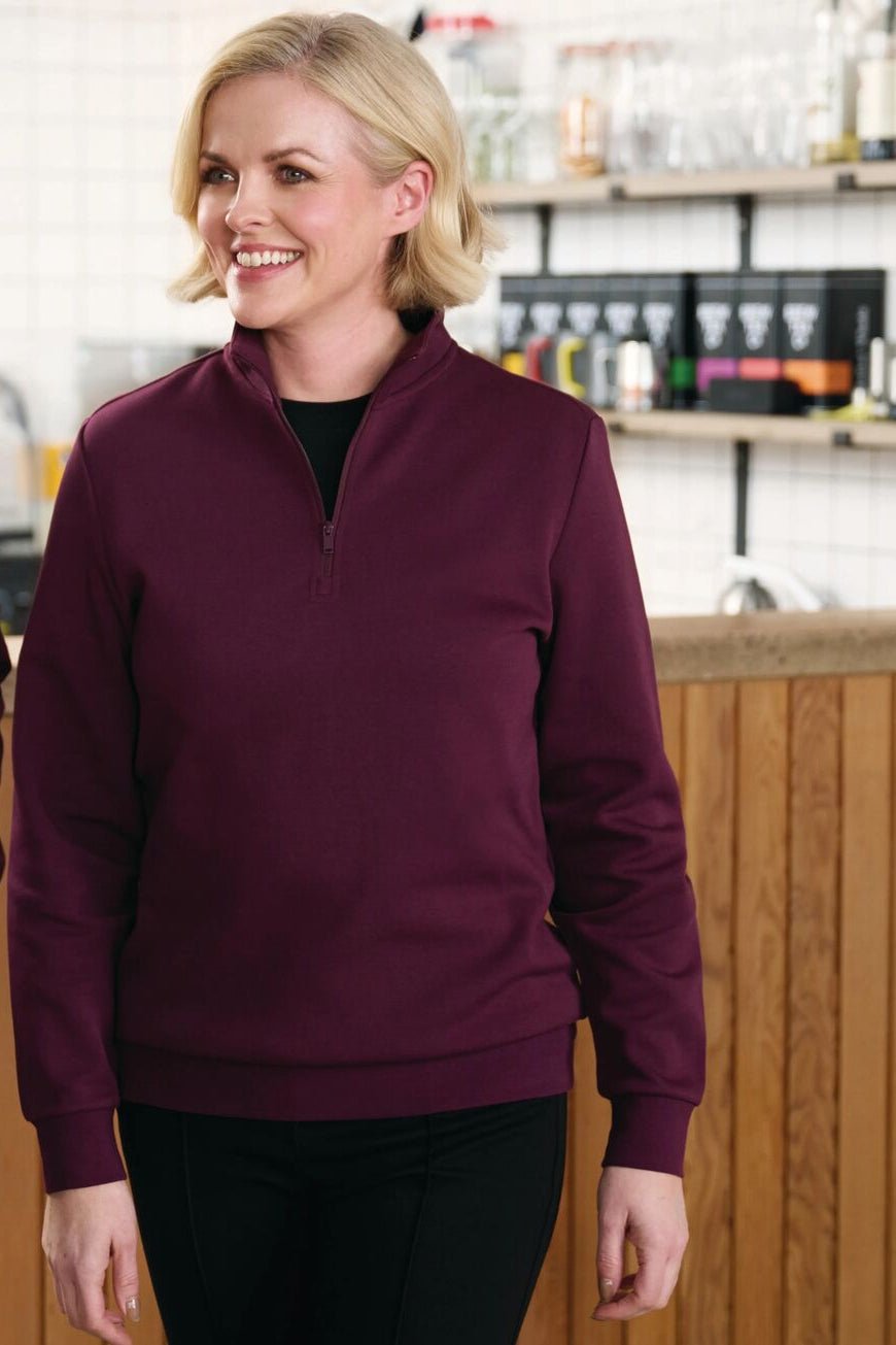 Stamford Womens 1/4 Zip Sweatshirt Womens Sweatshirts Brook Taverner Burgundy XS