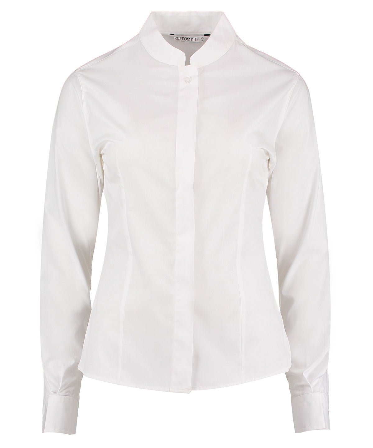 KK261: Ladies Mandarin Collar Shirt Womens Long Sleeve Shirts Kustom Kit White 8