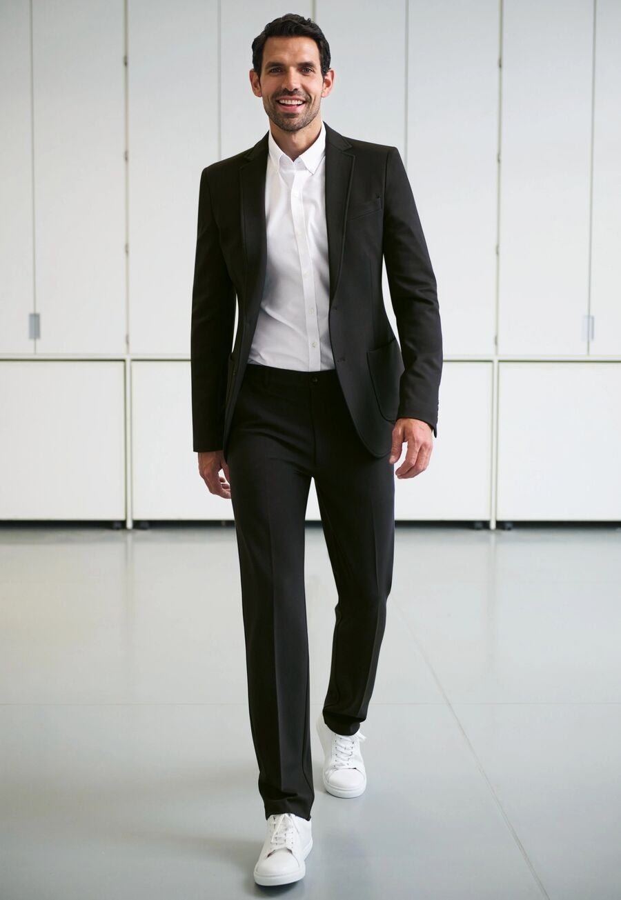 8026: Taurus Mens Jersey Stretch Trouser Mens Trousers Brook Taverner Black 28" Short