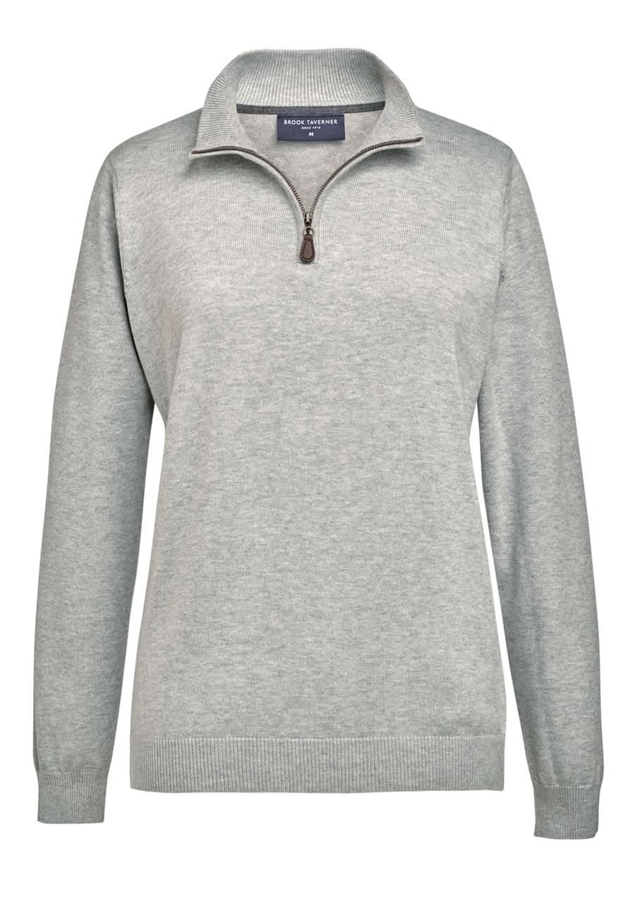 Taylor Ladies 1/4 Zip Jumper Womens Knitwear Brook Taverner Silver XS