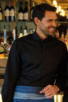 4571: Volterra Slim Fit Mens Grandad Collar Shirt Mens Long Sleeve Shirts Brook Taverner Black 14.5"