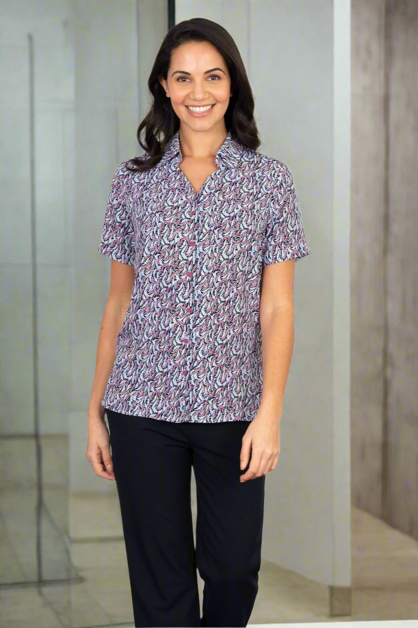 Willow Ladies Open Collar Blouse Blouses Vortex Designs Berry 6