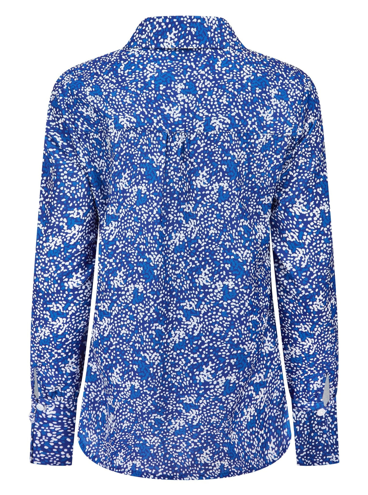 Womens Long Sleeve Blouse with Removable Tie - Blue Scatter Print Blouses Arcaras