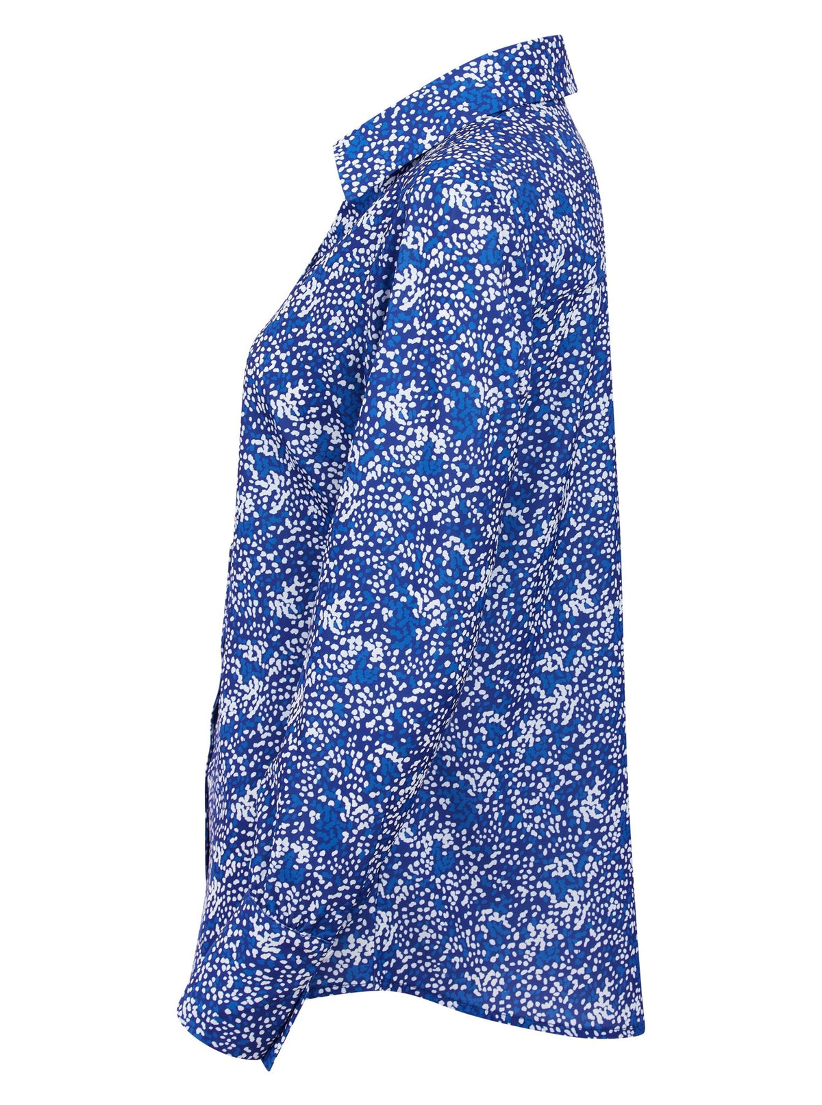 Womens Long Sleeve Blouse with Removable Tie - Blue Scatter Print Blouses Arcaras