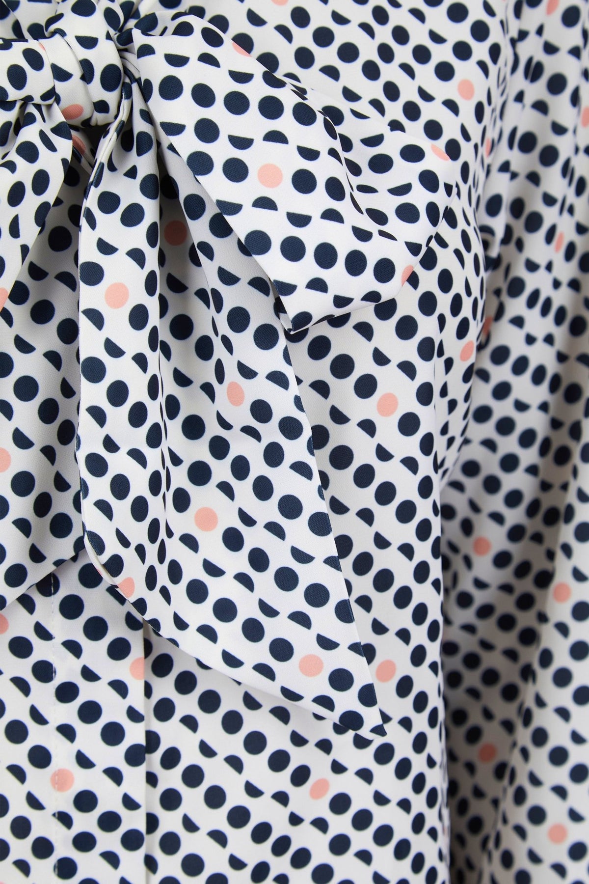 Womens Long Sleeve Blouse with Removable Tie - Pink Spot Print Blouses Arcaras