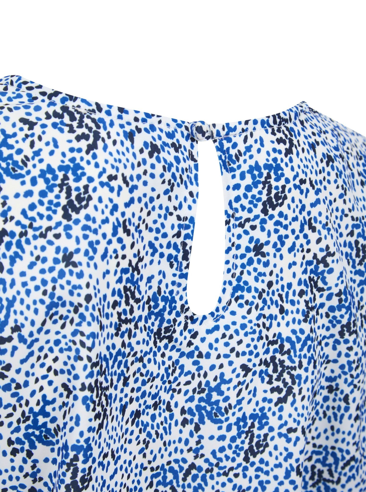 Womens Round Neck Pleat Shoulder Blouse - White Scatter Print Blouses Arcaras