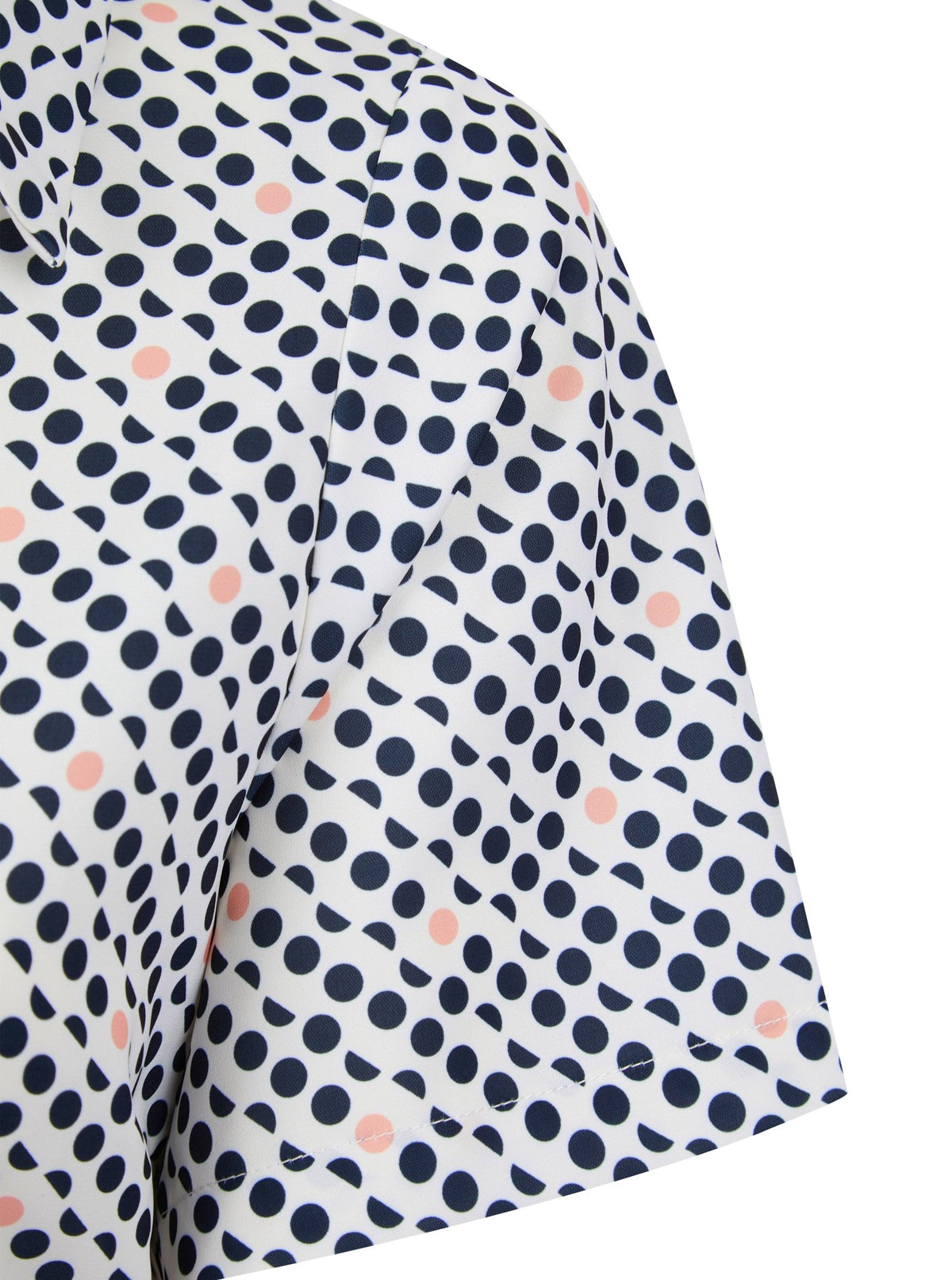 Womens Short Sleeve Blouse with Removable Tie - Pink Spot Print Blouses Arcaras