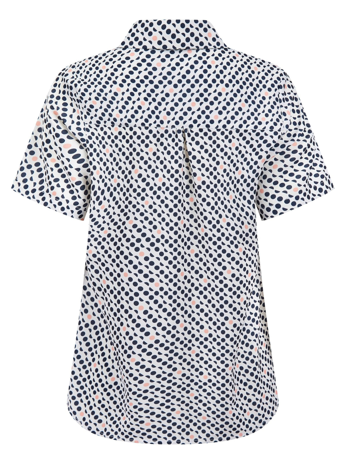 Womens Short Sleeve Blouse with Removable Tie - Pink Spot Print Blouses Arcaras