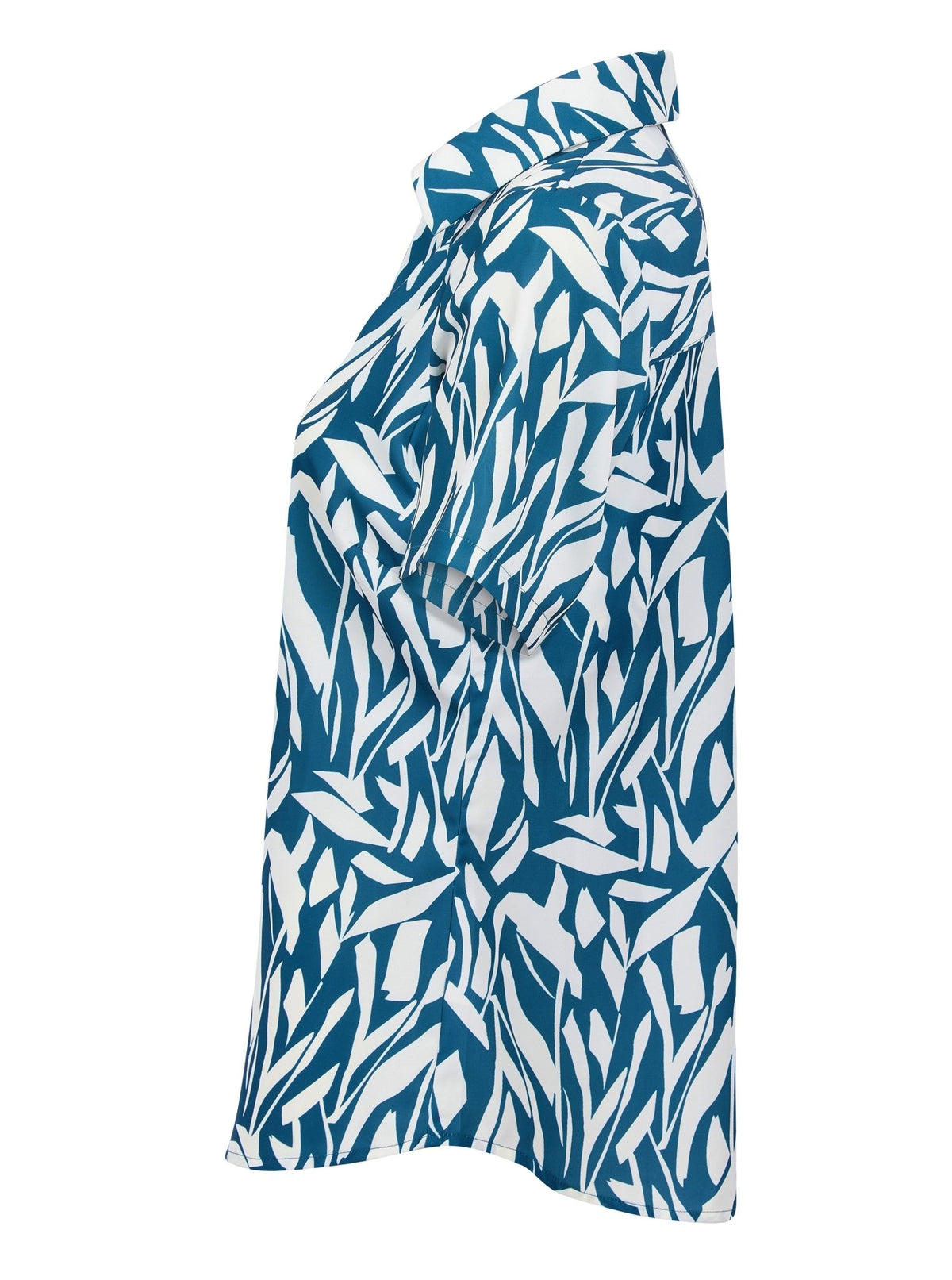 Womens Short Sleeve Blouse with Removable Tie - Teal Abstract Print Blouses Arcaras