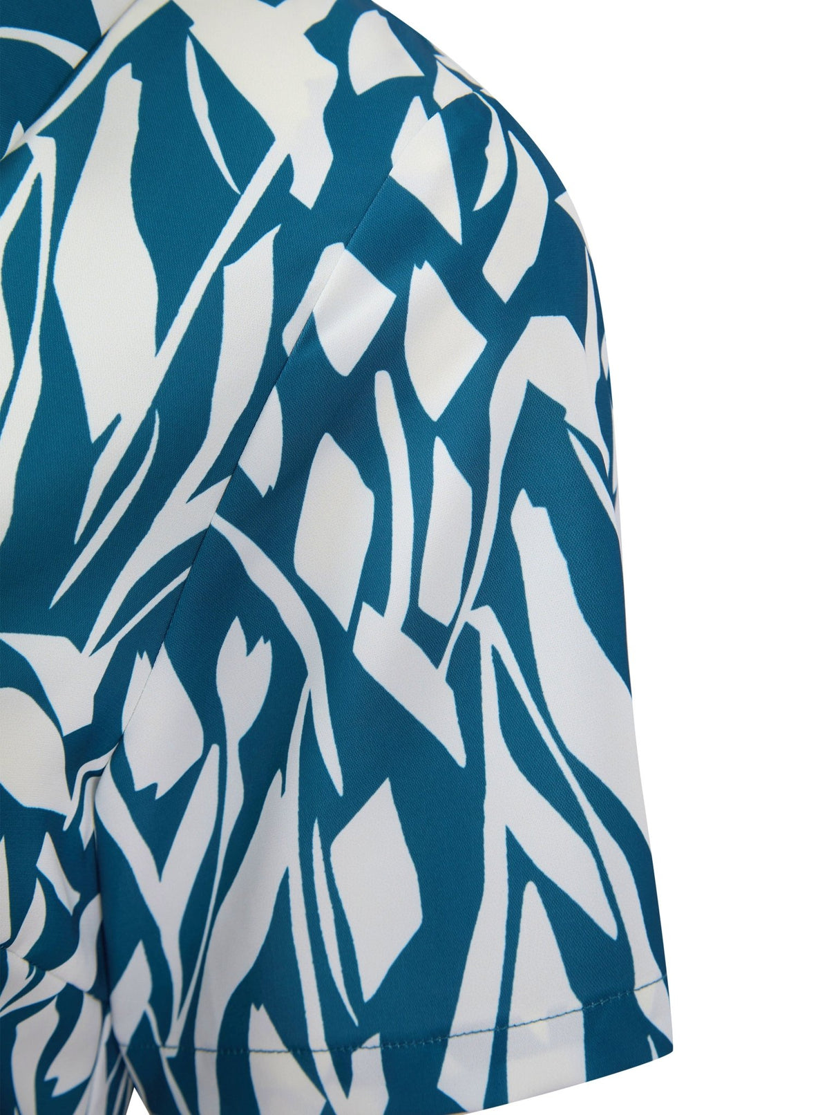 Womens Short Sleeve Blouse with Removable Tie - Teal Abstract Print Blouses Arcaras