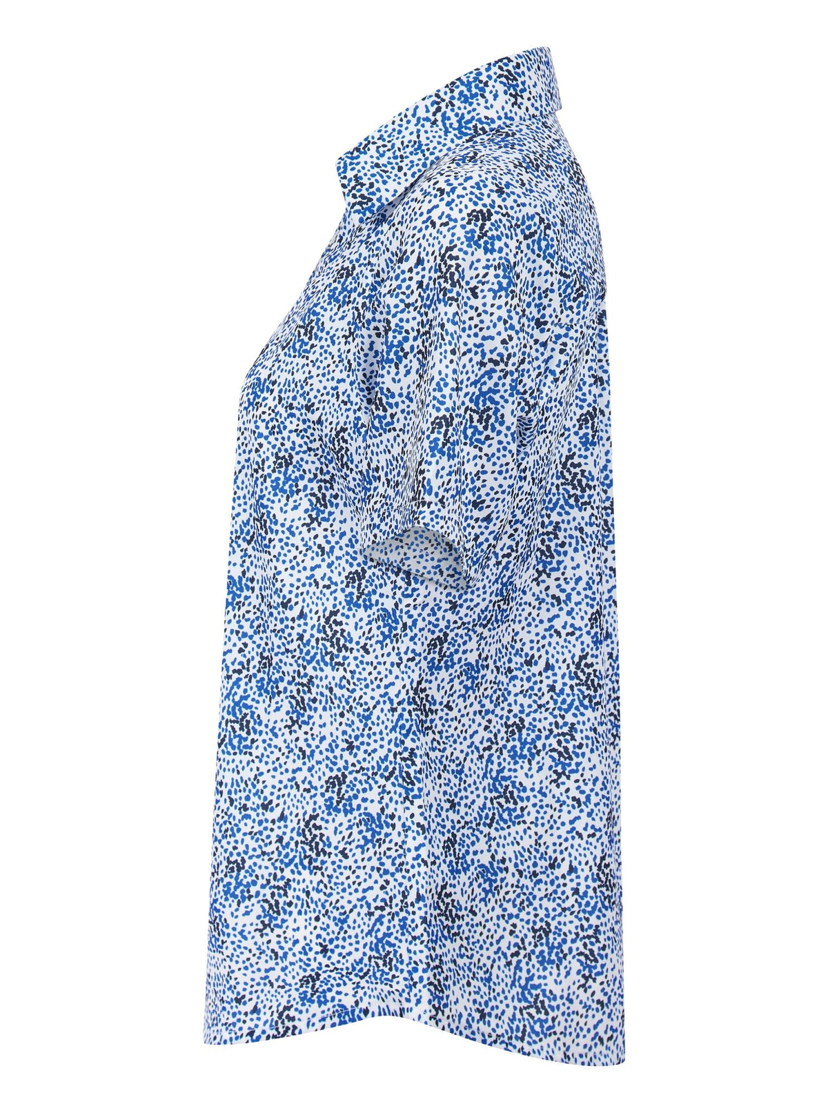 Womens Short Sleeve Blouse with Removable Tie - White Scatter Print Blouses Arcaras