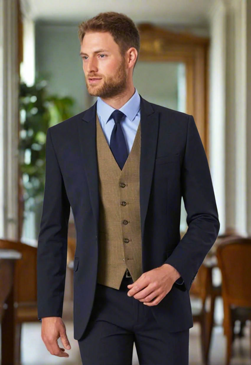 1726: Emilio Mens Check Pattern Waistcoat Mens Waistcoat Brook Taverner