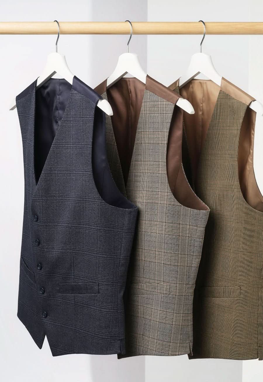 1726: Emilio Mens Check Pattern Waistcoat Mens Waistcoat Brook Taverner