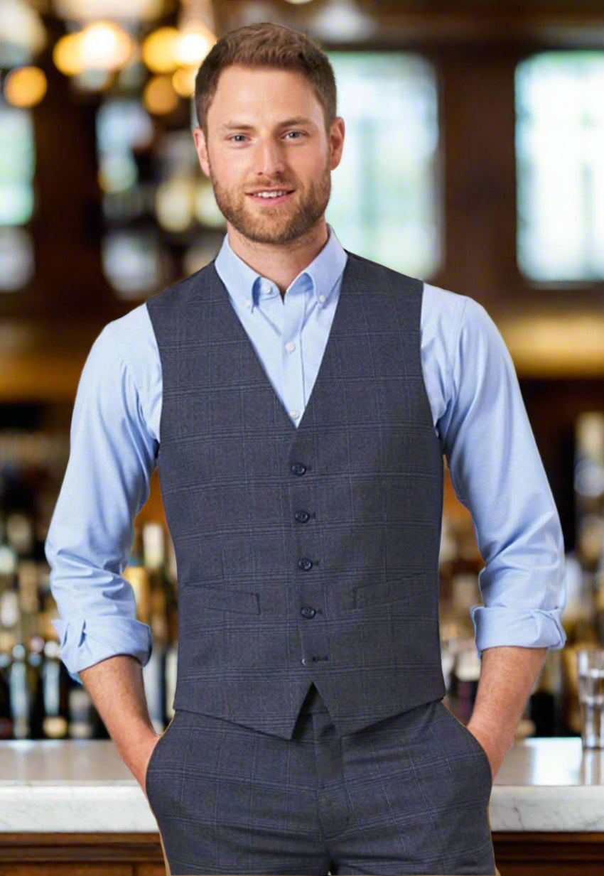 1726: Emilio Mens Check Pattern Waistcoat Mens Waistcoat Brook Taverner