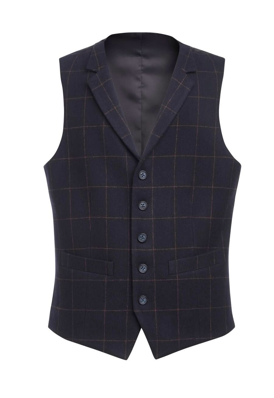 1859: Rockwood Mens Waistcoat Mens Waistcoat Brook Taverner Navy Check S