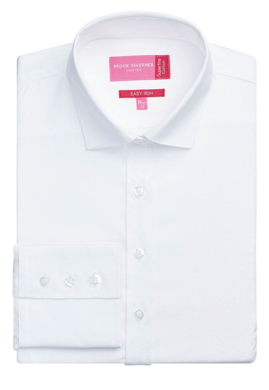 Treviso Ladies Cotton Poplin Blouse Womens Long Sleeve Shirts Brook Taverner White 6