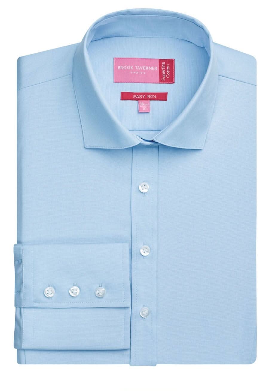 Treviso Ladies Cotton Poplin Blouse Womens Long Sleeve Shirts Brook Taverner Blue 6