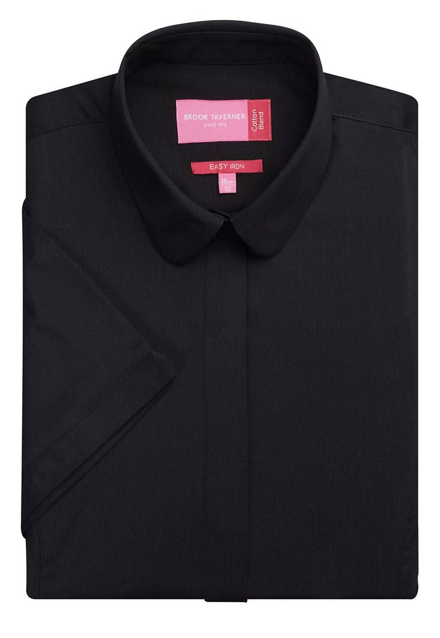 Soave Semi-Fitted Ladies Office Shirt Womens Short Sleeve Shirts Brook Taverner Black 6