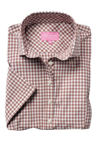 Tulsa Ladies Gingham Shirt Womens Short Sleeve Shirts Brook Taverner Brown 6