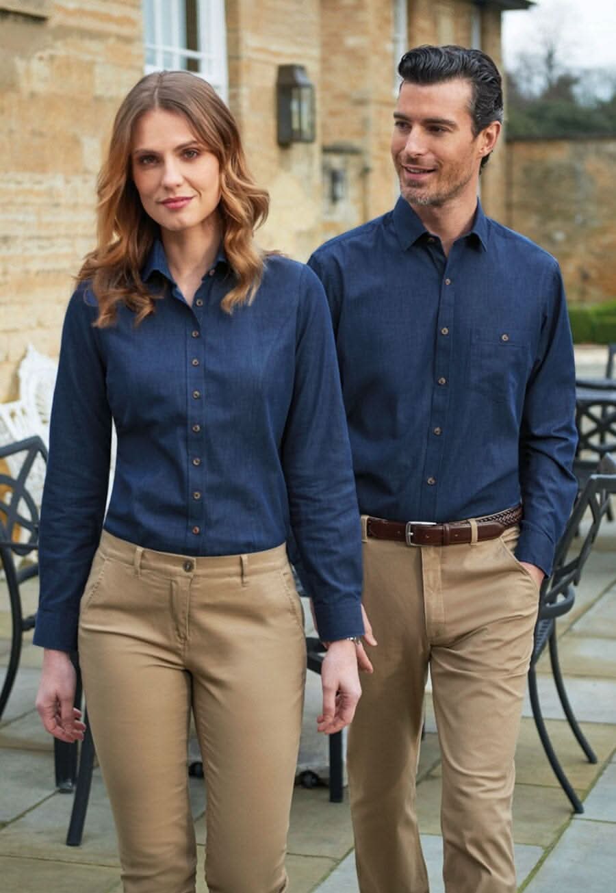Banff Denim Look Ladies Shirt Womens Long Sleeve Shirts Brook Taverner