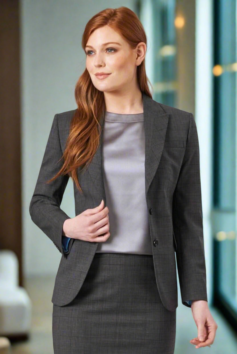 Novara Signature Tailored Fit Jacket Ladies Suit Jacket Brook Taverner Grey Check 6 Short