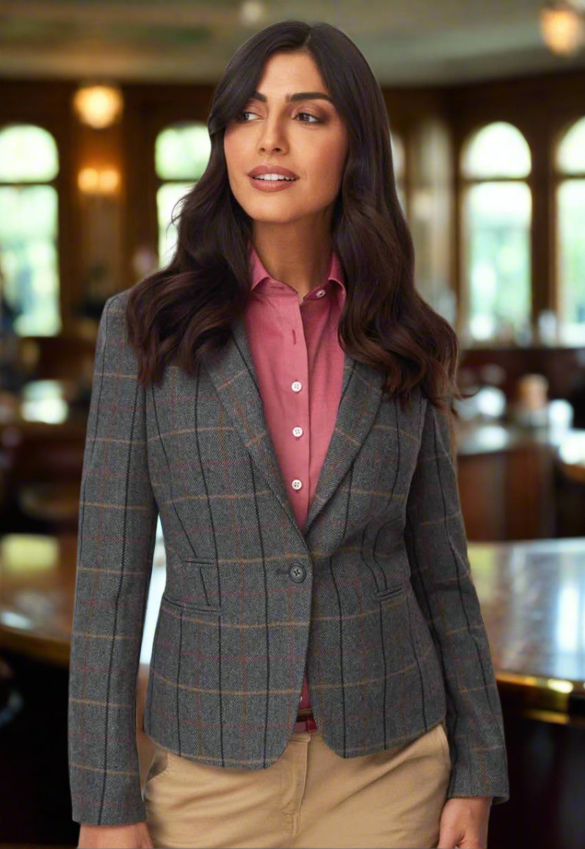 2344: Montreal Ladies Tweed Jacket Ladies Suit Jacket Brook Taverner Grey/Brown 6 Regular