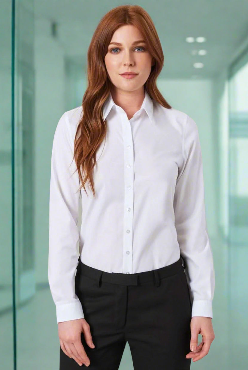 Silvi Ladies Long Sleeve Shirt Womens Long Sleeve Shirts Brook Taverner White 4