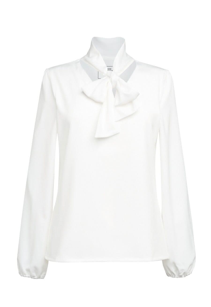 Andria Ladies Tie Neck Blouse Blouses Brook Taverner White 6
