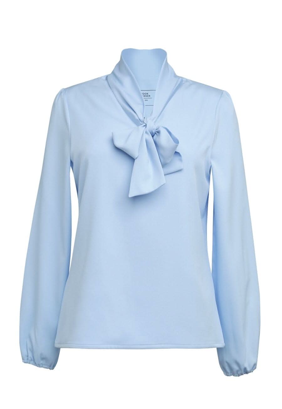 Andria Ladies Tie Neck Blouse Blouses Brook Taverner Sky Blue 6