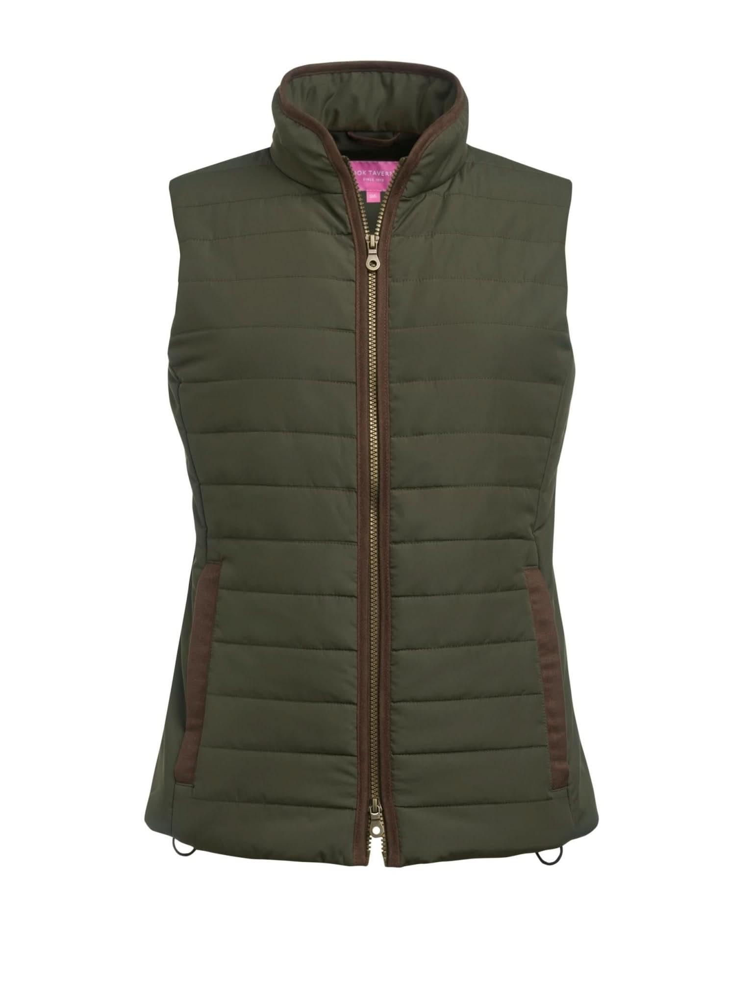 2377: Madison Quilted Ladies Gilet Womens Bodywarmers Brook Taverner Olive XS