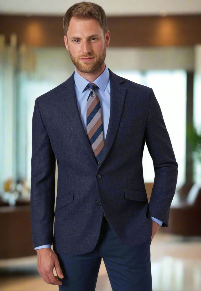 3836: Quebec Mens Tweed Jacket Mens Suit Jacket Brook Taverner Navy Herringbone 36 Short