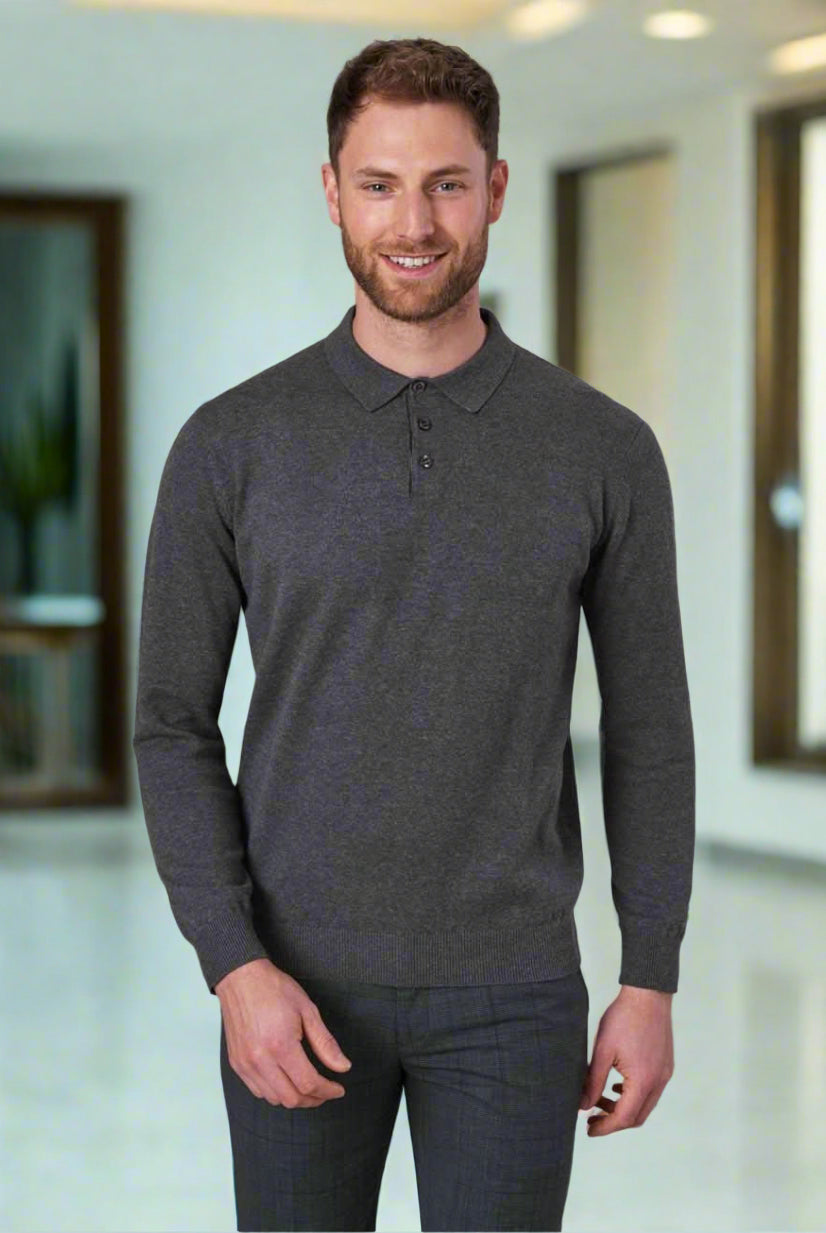 4219: Casper Mens Knitted Polo Shirt Mens Polos Brook Taverner