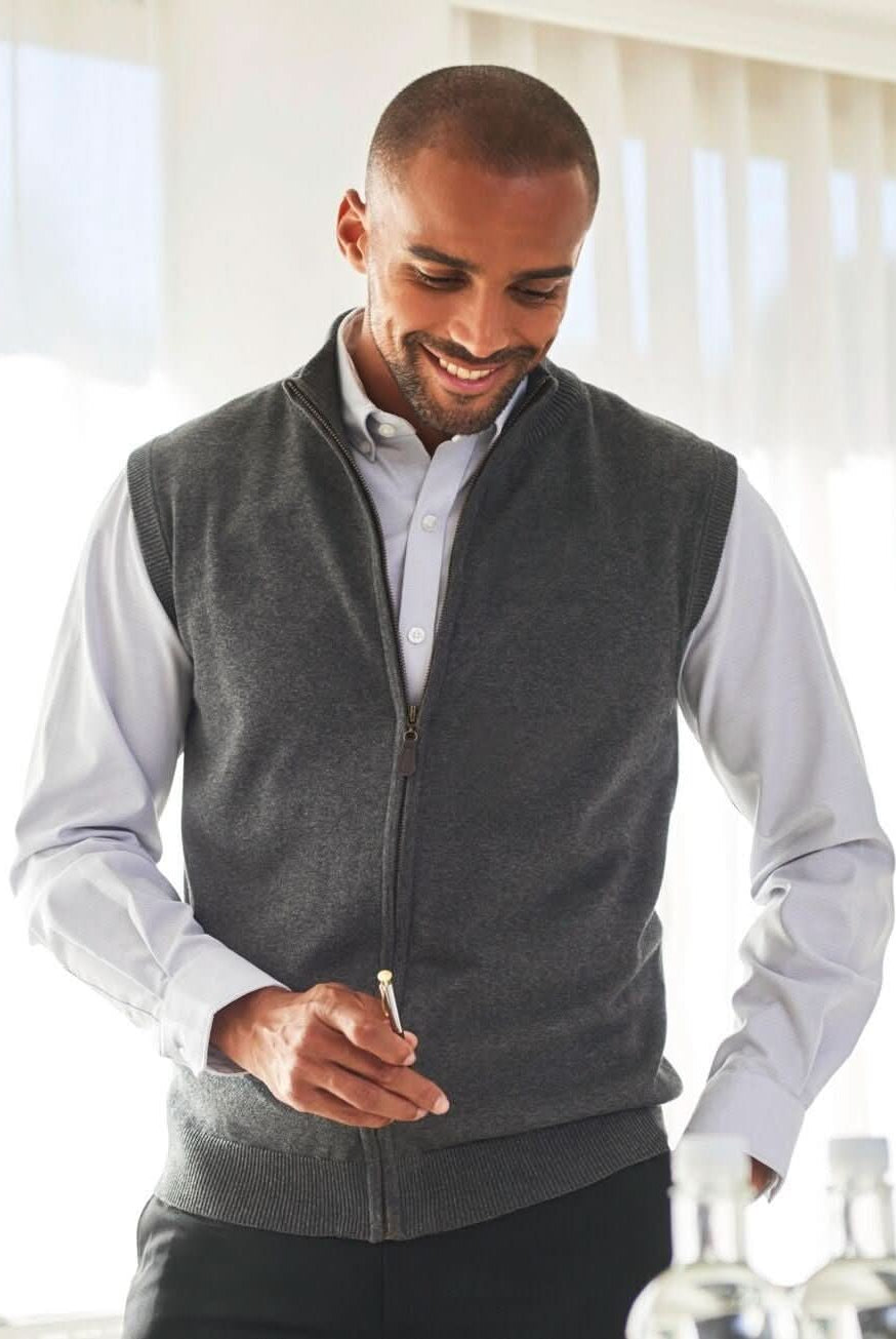 4372: Lincoln Mens Knitted Gilet Mens Knitwear Brook Taverner