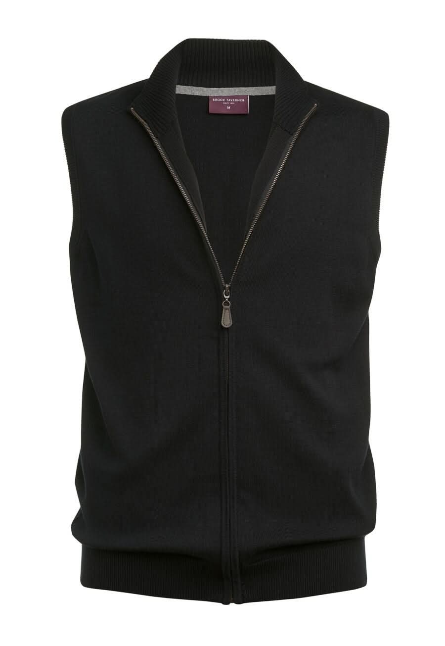 4372: Lincoln Mens Knitted Gilet Mens Knitwear Brook Taverner Black XS