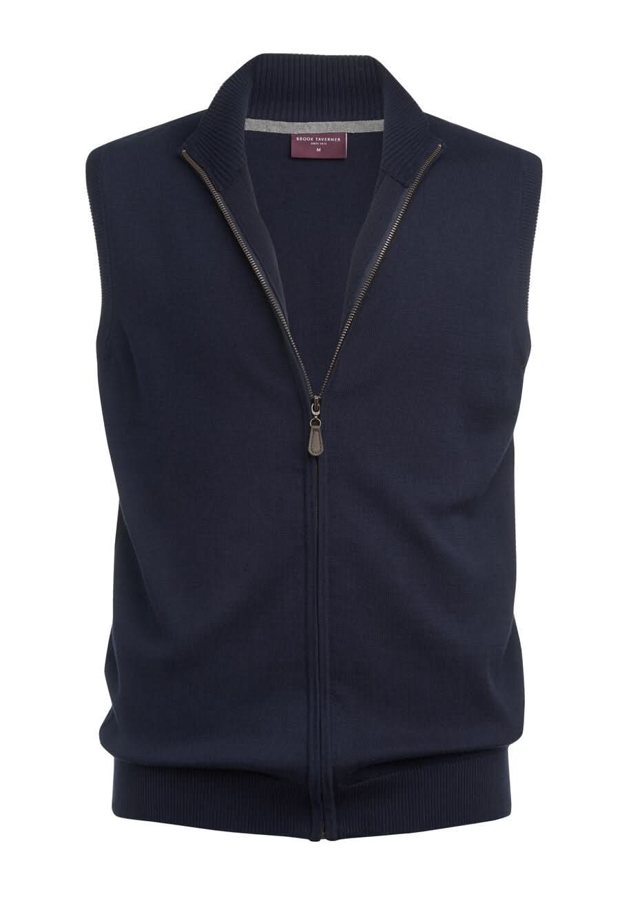 4372: Lincoln Mens Knitted Gilet Mens Knitwear Brook Taverner Navy XS