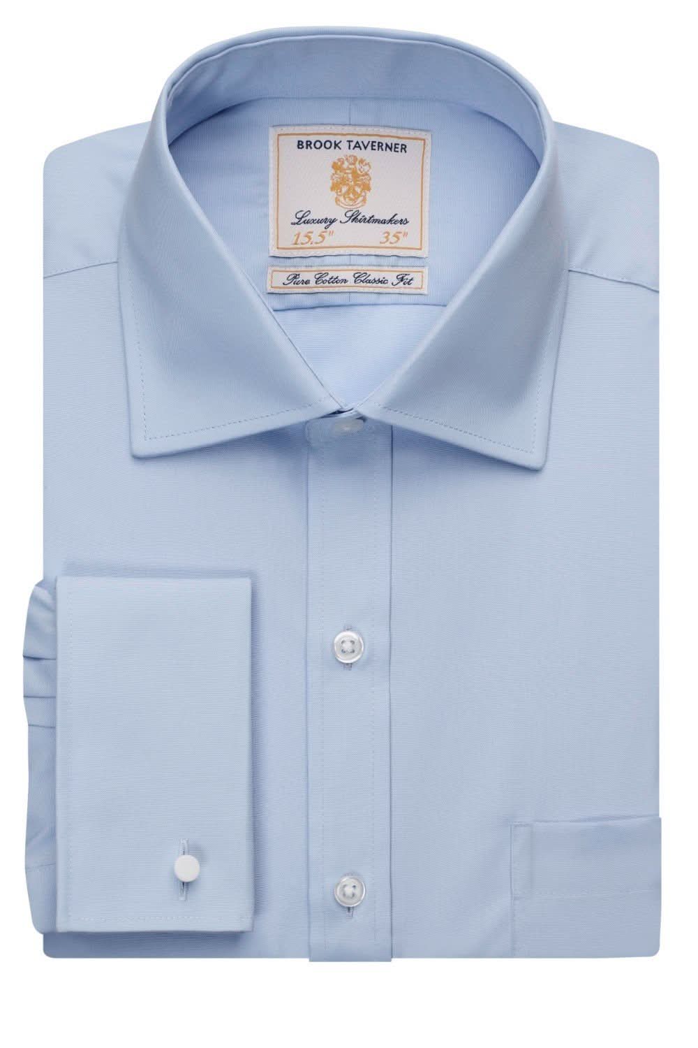 Chester Mens Classic Fit Cotton Shirt Mens Long Sleeve Shirts Brook Taverner Blue 14.5