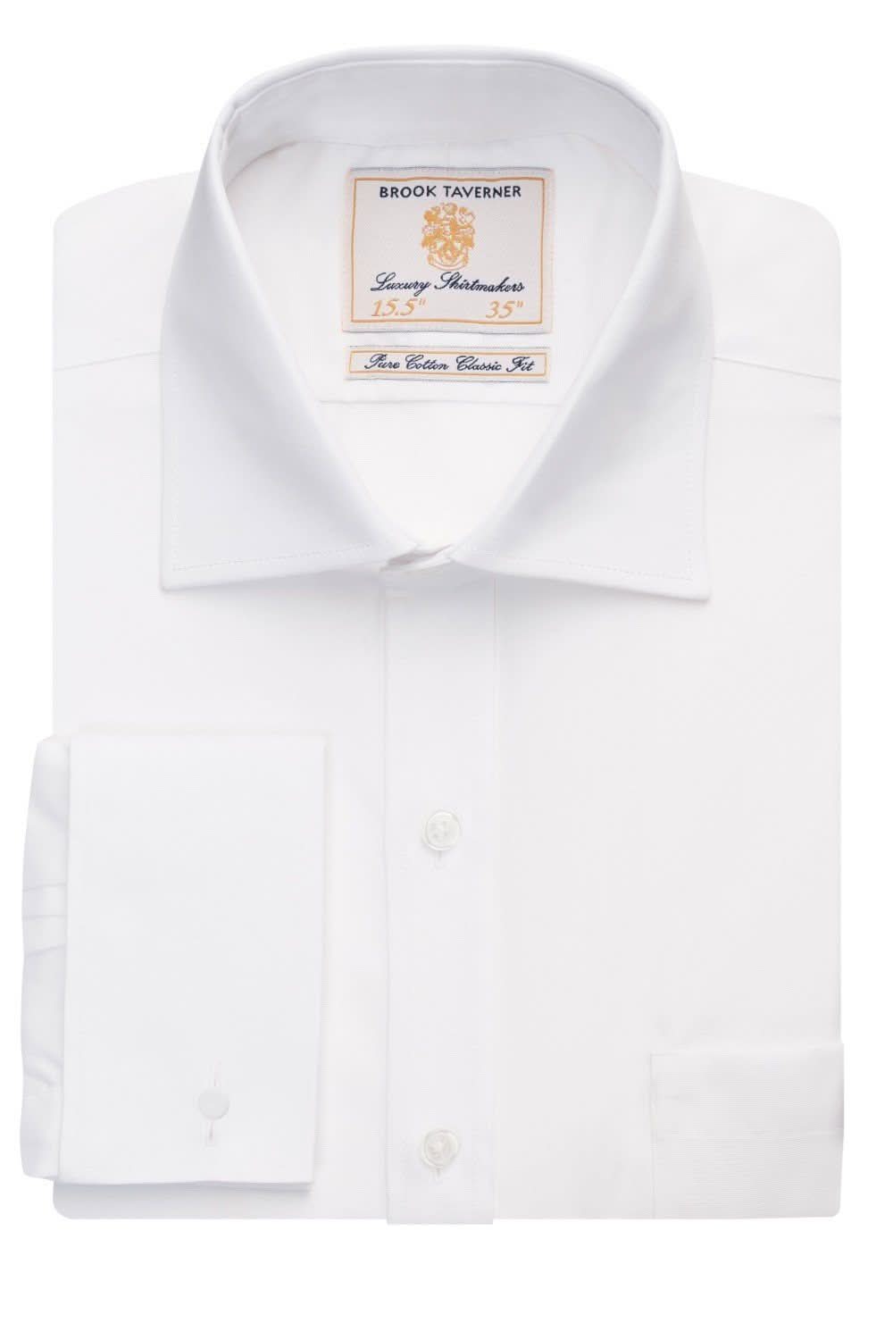 Chester Mens Classic Fit Cotton Shirt Mens Long Sleeve Shirts Brook Taverner White 14.5