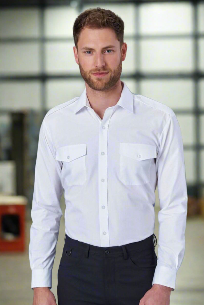 Ares Slim Fit Mens Pilot Shirt Mens Long Sleeve Shirts Brook Taverner