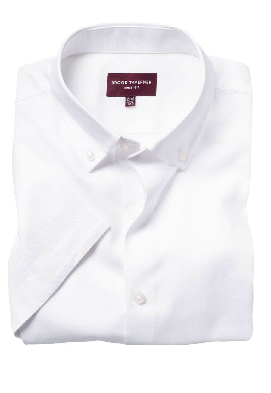 Calgary Mens Short Sleeve Oxford Shirt Mens Short Sleeve Shirts Brook Taverner White 14.5"