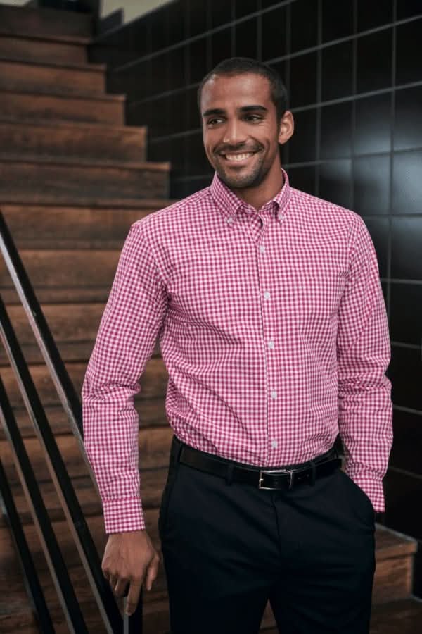 Montana Mens Gingham Shirt Mens Long Sleeve Shirts Brook Taverner Red 14"