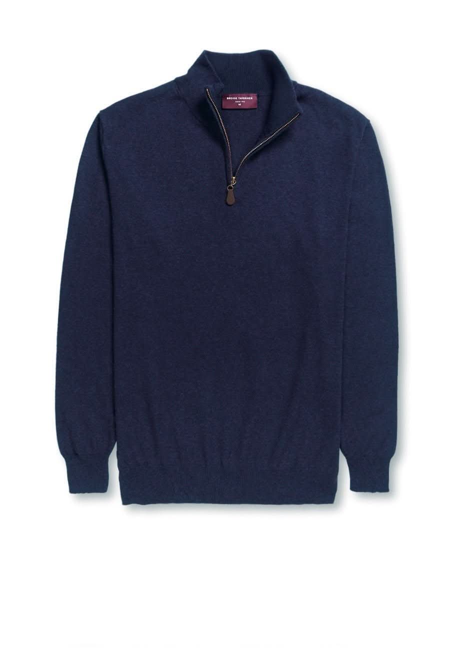 7898: Dallas 1/4 Zip Mens Jumper Mens Knitwear Brook Taverner Navy XS