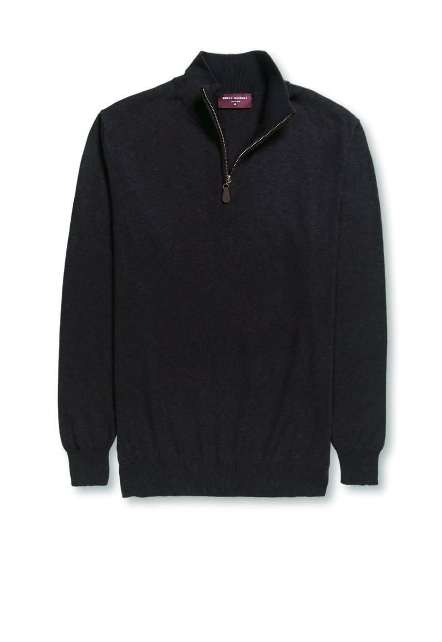 7898: Dallas 1/4 Zip Mens Jumper Mens Knitwear Brook Taverner Black XS