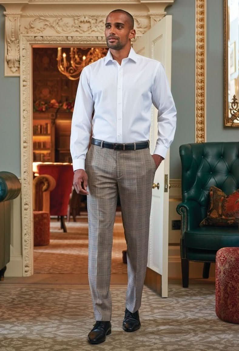 8934: Fabian Mens Slim Fit Checked Trouser Mens Suit Trouser Brook Taverner