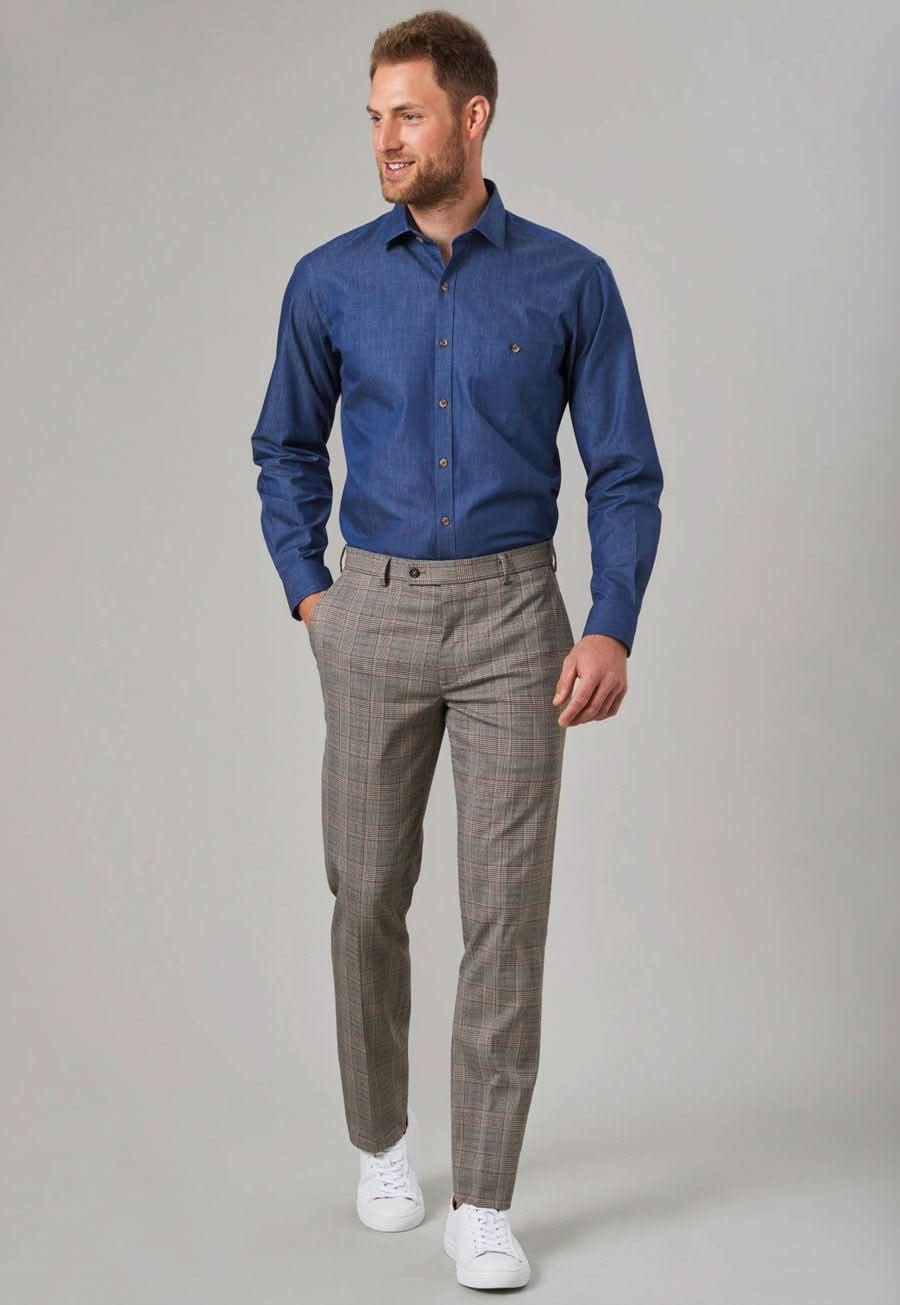 8934: Fabian Mens Slim Fit Checked Trouser Mens Suit Trouser Brook Taverner