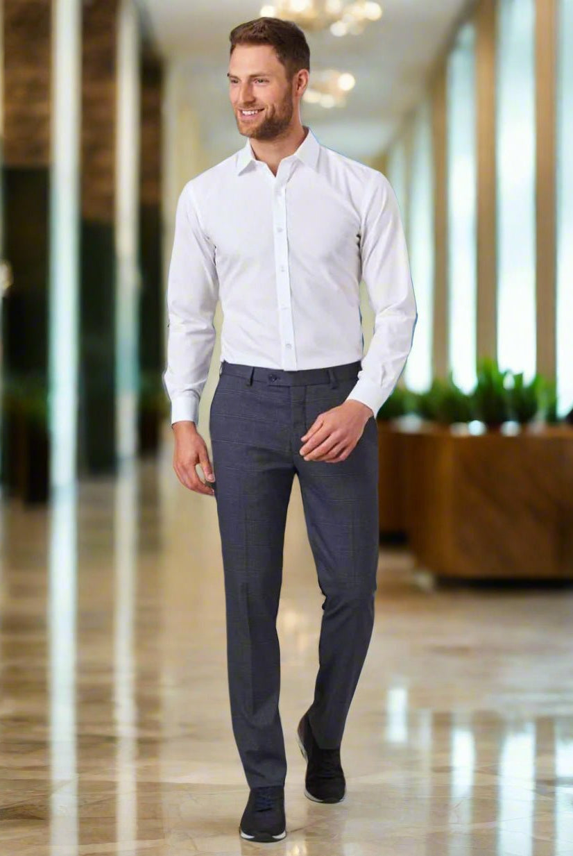 8934: Fabian Mens Slim Fit Checked Trouser Mens Suit Trouser Brook Taverner