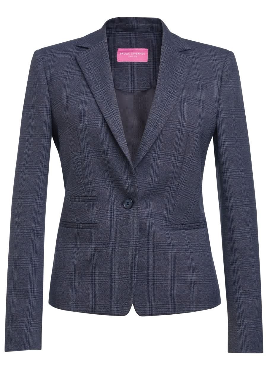 Alegra Women's Slim Fit Suit Jacket Ladies Suit Jacket Brook Taverner Navy Check 6 Regular