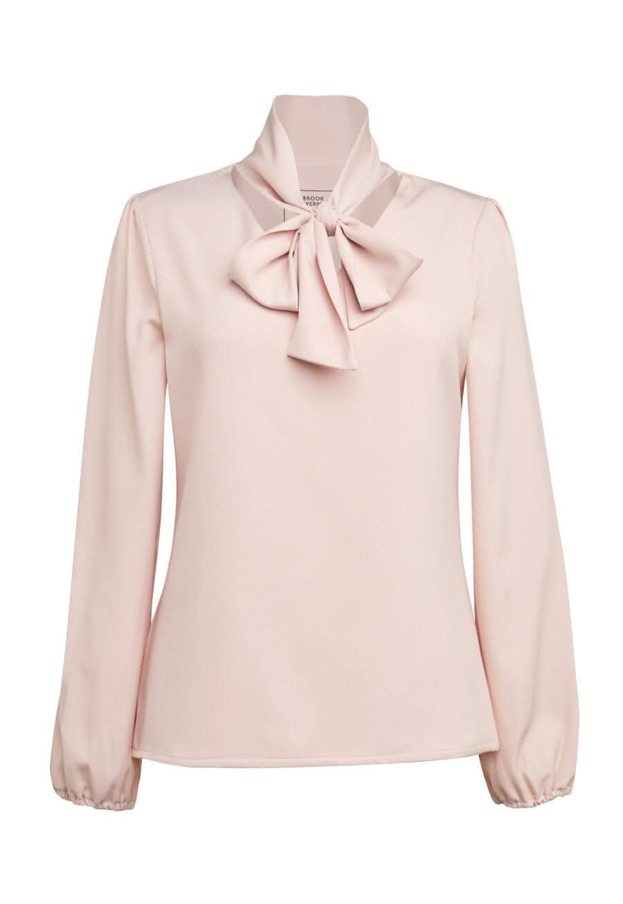 Andria Ladies Tie Neck Blouse Blouses Brook Taverner Nude 6
