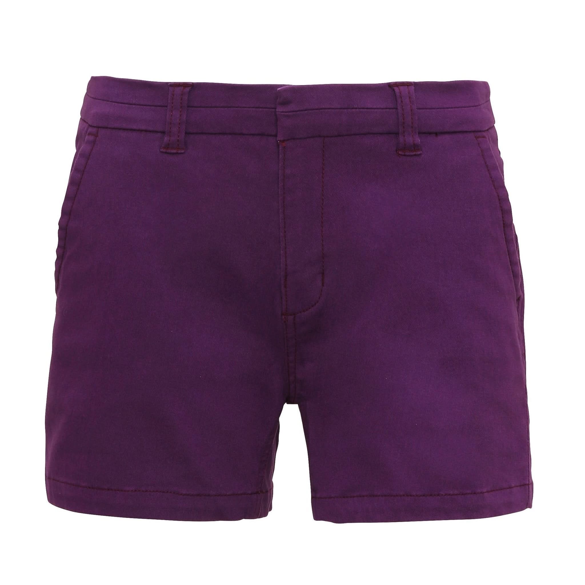 AQ061: Ladies Chino Shorts Womens Chinos Asquith & Fox Purple 2XS