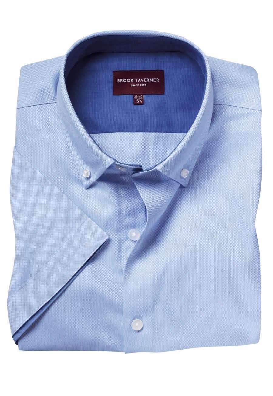Calgary Mens Short Sleeve Oxford Shirt Mens Short Sleeve Shirts Brook Taverner Sky 14.5"