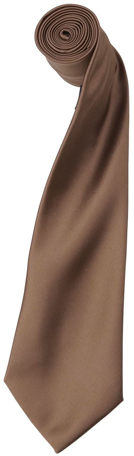 PR750: Colours Satin Tie Ties Premier Mocha Regular